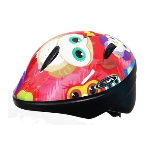 CHILDRENS HELMET - 44 to 50cm,  Australian Standards Approved,  "OWL" with Red Background