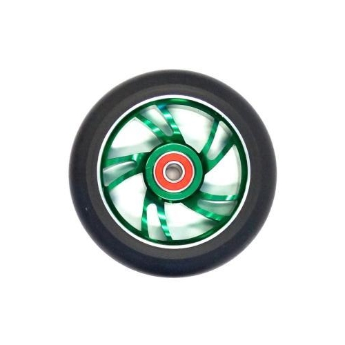 Scooter Wheel, Alloy, 110mm incl abec-9 bearing, GREEN core, Sensational NEW DISPLAYpackaging !