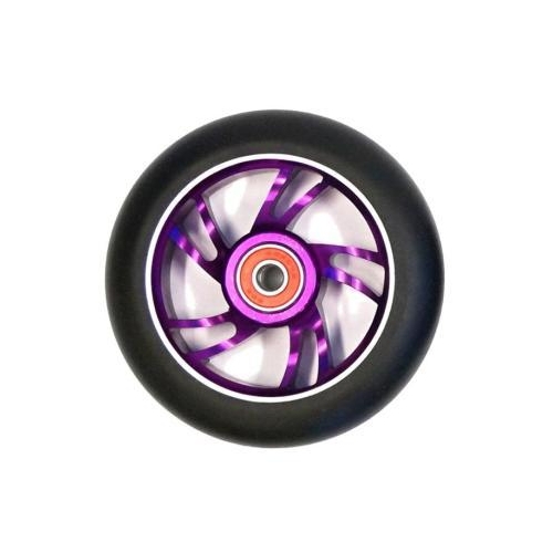 Scooter Wheel, Alloy, 100mm incl abec-9 bearing, PURPLE core, Sensational NEW DISPLAYpackaging !