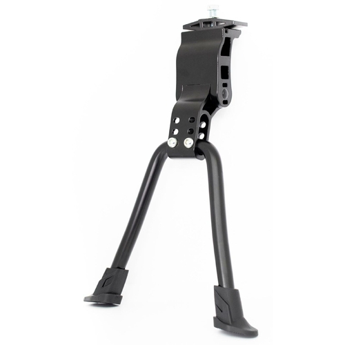 KICKSTAND  24-28 Adjustable, Centre Mount, Alloy BLACK, Double Leg - (Width of Stand Legs 215mm)