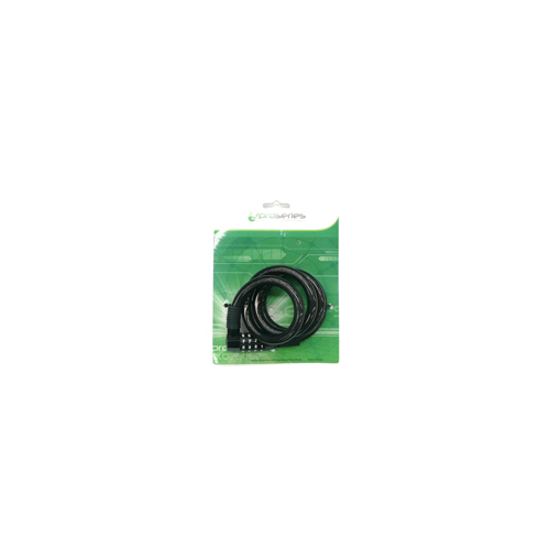Cable lock, black, 4 digit, resettable combination, 12mm x 900mm, Made in Taiwan