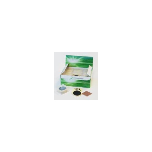 Display Box of Glueless Patches, Each satchel contains 6 x 25mm Round Patches & 1 Sandpaper (Display Box of 15)