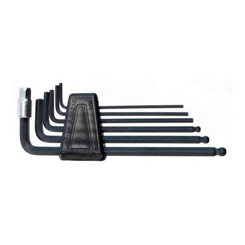 Cycle tool allen key set 2,2.5,3,4,5,6,8mm in holder, w/ball end, BLACK