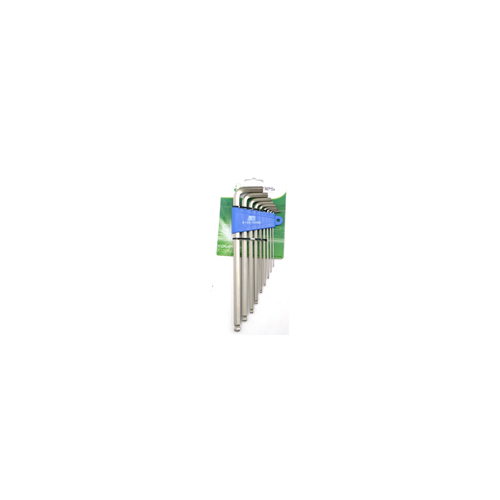 Hex key with ball end set w/holder, 1.5,2,2.5,3,4,5,6,8,10 SILVER