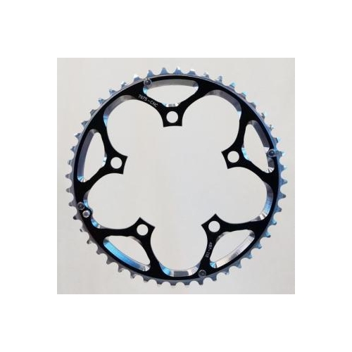 CHAIN RING  48T x 110 BCD for 9/10 speed, 7075 CNC Alloy, BLACK, w/ramps + pins