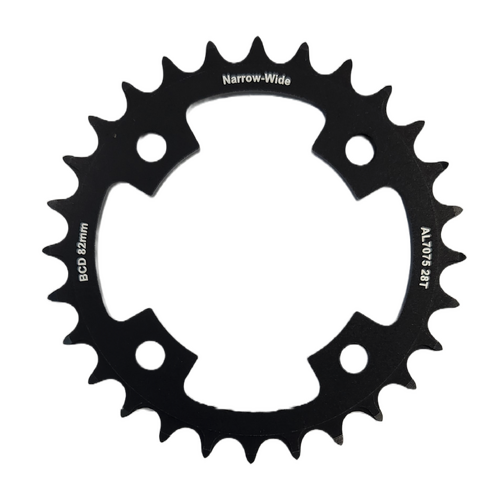 Chain ring only, 28T, AL7075, Black BCD: 82mm, narrow wide - (Bolt hole = 8mm)