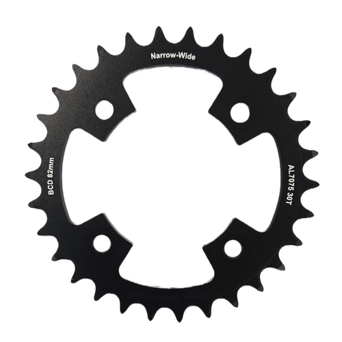 Chain ring only, 30T, AL7075, Black BCD: 82mm, narrow wide - (Bolt hole = 8mm)