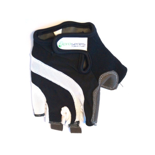 BLACK with WHITE TRIM GLOVES  -  PRO SERIES, Amara Palm, Lycra Towel GEL Padding, XXL