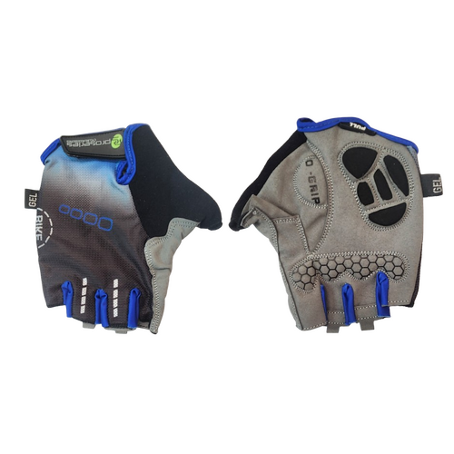 BLACK with BLUE TRIM GLOVES  -  PRO SERIES, Amara Palm, Lycra Towel with GEL Padding, LARGE