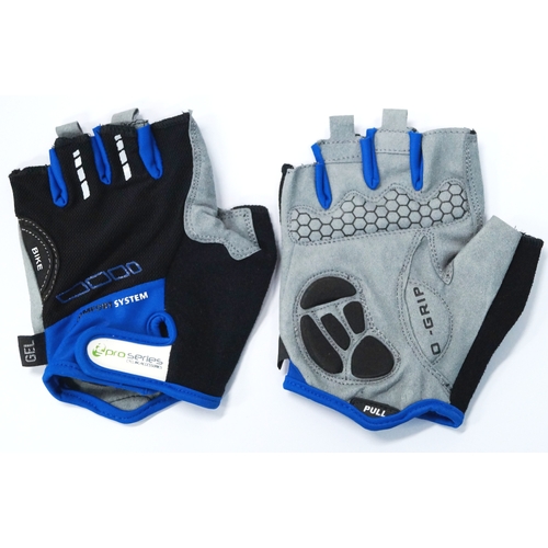 BLACK with BLUE TRIM GLOVES  -  PRO SERIES, Amara Palm, Lycra Towel with GEL Padding, XL