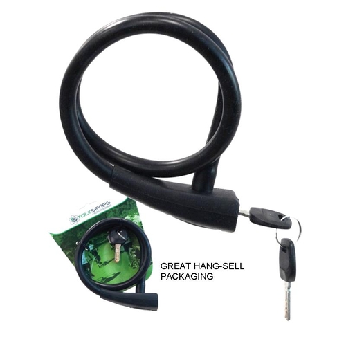 Cable lock, Silicone memory 12 x 650mm w/qty 2 keys
