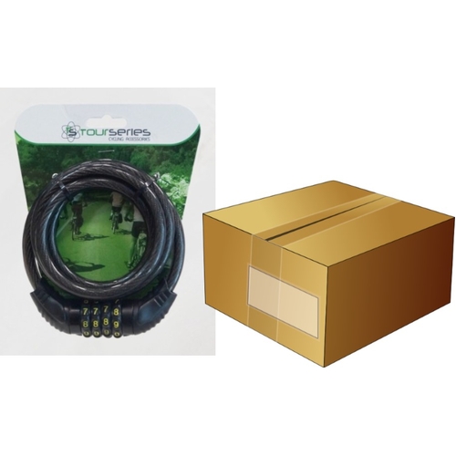 Cable lock, black, 4 digit, resettable combination, 10mm x 1500mm, Box qty 12