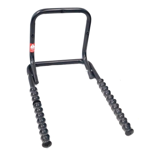 Storage Hanger, 2 Bikes, Narrower  450mm OD width, HEAVY DUTY, plastic coated Black arms, Wall mounted, 'Tour series'