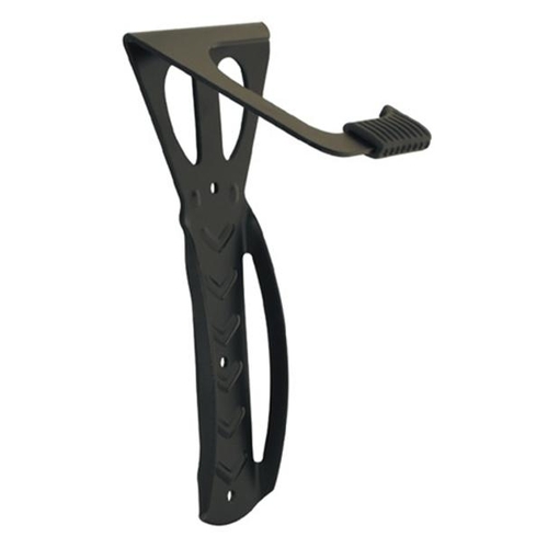 STORAGE HANGER - 1 Bike. Suitable for tyre width up to 55mm.Max rim with tyre depth:70mm.Wall fixings included. Black