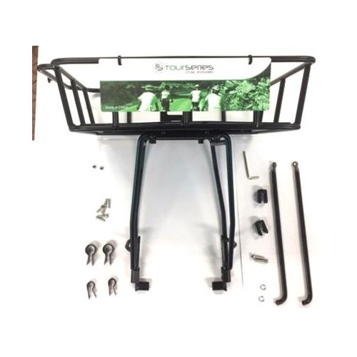 FRONT  RACK with Fixed Basket, Heavy Duty, weight limit of 10kg,  Fits 26-29 er bikes, Alloy, Black (30cm x 36cm)