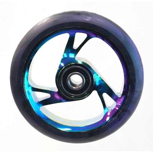 Scooter Wheel, Alloy Core, 125mm Diameter. 30mm Wide. incl abec-9 bearing. Suit 12mm Axle, METAL HEAT core