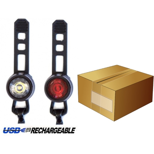 c LIGHTS,  Front & Rear Set, USB Lights,  3 Function, Lithium USB-Rechargeable, Six20 packaging, BOX qty 25