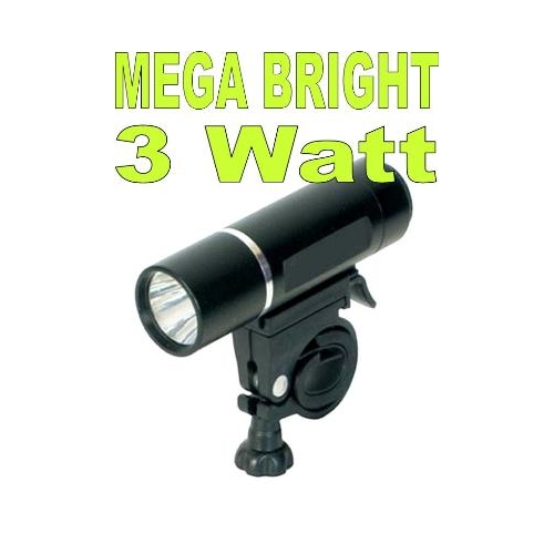 LIGHT  Front - 3Watt - 2-Functions. ALLOY Housing, (incls 4 x AAA batteries) (fits 25.4/31.8 H-bar)