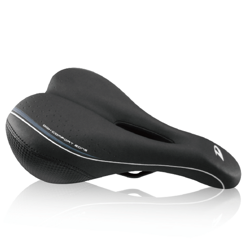 Saddle,  vinyl top, black pc  w/memory foam, w/DDK logo, steel black rail L:273 W:175mm, Made in Taiwan