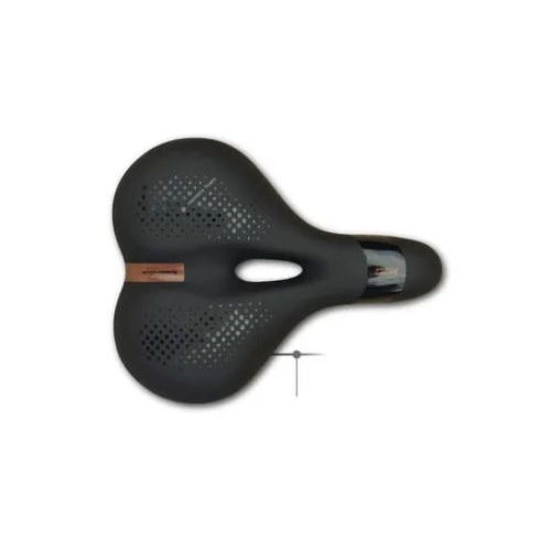 Saddle,  vinyl top, black pc  w/memory foam, w/DDK logo, steel black rail L:260 W:213mm,  Quality DDK product made in Taiwan