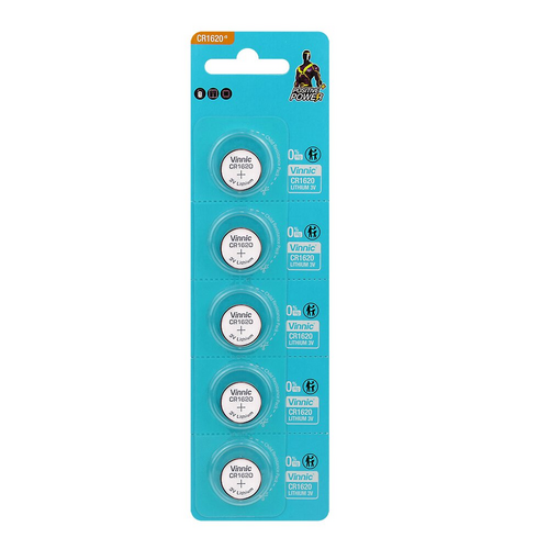 BATTERY - 3V Button Cell, Lithium, CR1620, Australian Standards Approved Packaging - 5 Pieces Per Card
