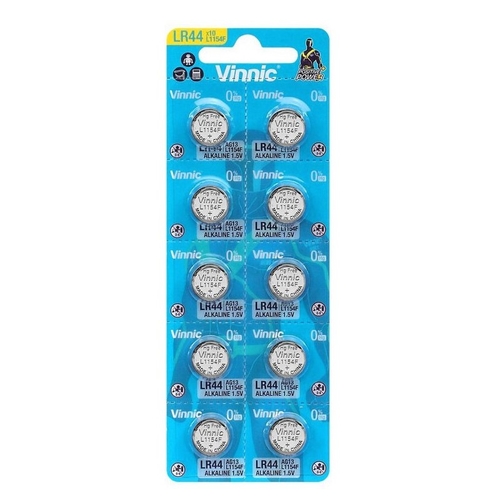 BATTERY - 1.5V Button Cell, Alkaline, LR44/L1154F, Australian Standards Approved Packaging - 10 Pieces Per Card