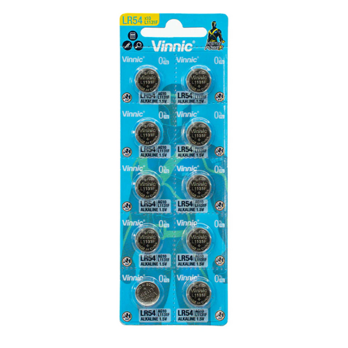 BATTERY - 1.5V Button Cell, Alkaline, LR54/L1131, Australian Standards Approved Packaging - 10 Pieces Per Card