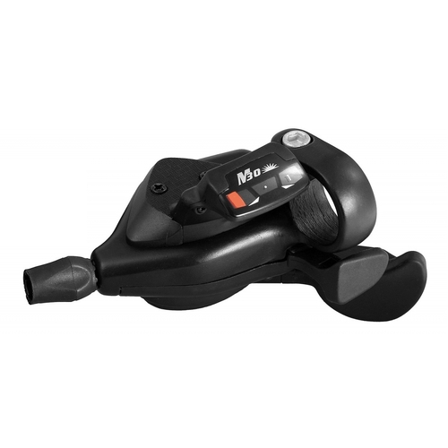 RIGHT HAND SHIFTER  -  6 SPEED, Thumb Tap Dual Trigger, with 2050mm cable, Sunrace, Black.