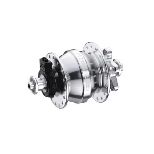 Available for Special Order via Email  -  DYNAMO HUB  Shutter Precision, 6V 3W Output, Front,  28H, 6 Bolt Disc, Standard QR, PD-8  SILVER