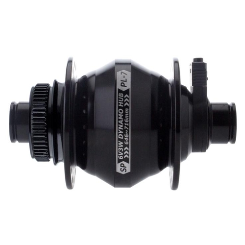 DYNAMO HUB  Shutter Precision, Model PL-7, 12mm Thru Axle, 100mm OLD, 32H, CENTERLOCK Disc, Black