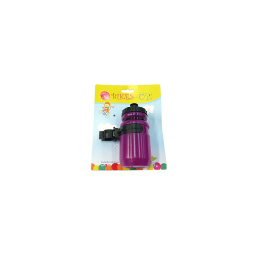 BOTTLE - Mini Water Bottle, 400cc, BIKES UP! Tie Card, With Black Adjustable Cage, PURPLE