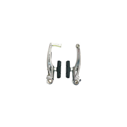 BRAKE - Tektro V Brake Set, 110mm Arms, 55mm Brake Pads, Dual Tension Adjuster, Linear Spring, Forged Alloy, SILVER (Front & Rear)