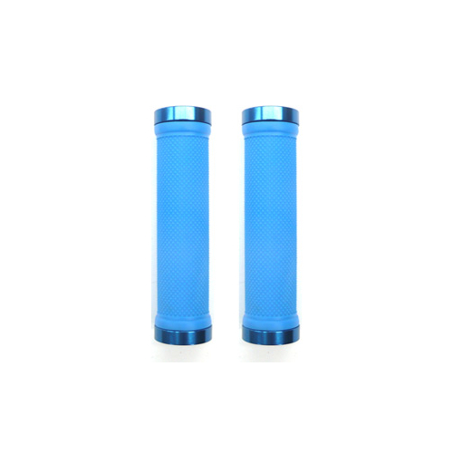 GRIPS  Lock-On, Dual Clamp, 130mm, with Plug, BLUE with Blue Rings