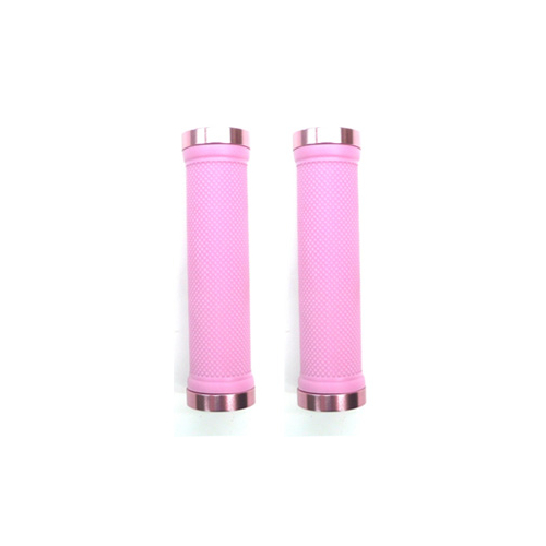 GRIPS  Lock-On, Dual Clamp, 130mm, with Plug, PINK with Pink Rings
