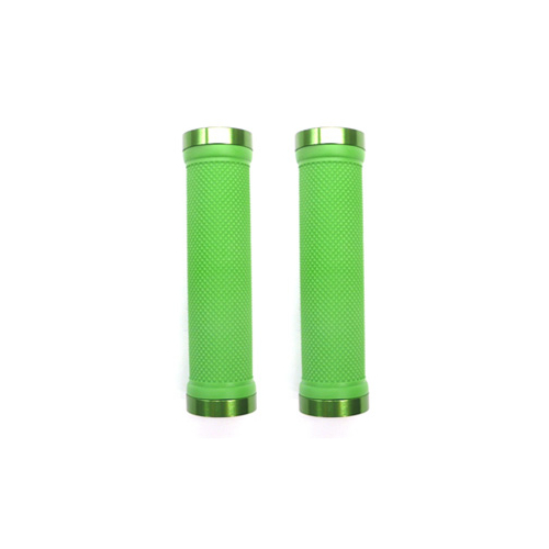 GRIPS  Lock-On, Dual Clamp, 130mm, with Plug, LIME GREEN with Lime Green Rings