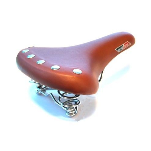 SADDLE , CRUISER, 268mmL x 221mm,  CP COIL SPRING, Brown w/Rivets