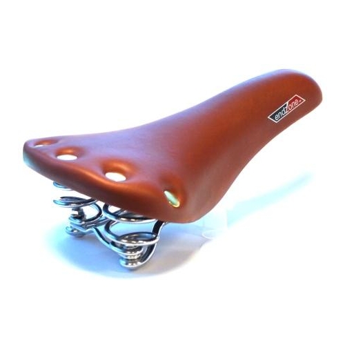 SADDLE,  CP COIL SPRING, Brown Vinyl w/Rivets, 274L x 153W  Quality Velo manufactured product