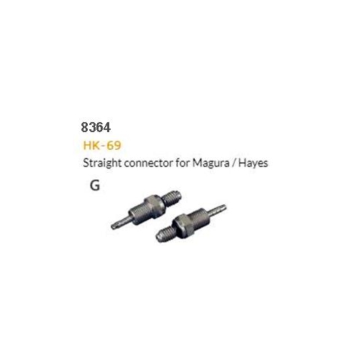 HYDRAULIC HOSE FITTING - G - HK-69,Straight connector for Magura,Hayes, M8 x 34.5L, stainless (10 pack)