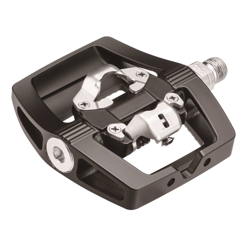 PEDALS   H/Duty Pedals, 9/16" BLACK one piece body,  cleat one side (Cleats NOT included), w/ black inlaid grip tread on other side