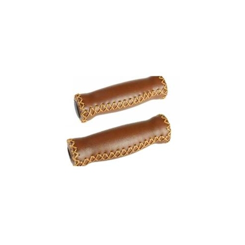Handlebar Grips,  L: 127mm, foam w/ brown cover, w/ black plugs. VELO card