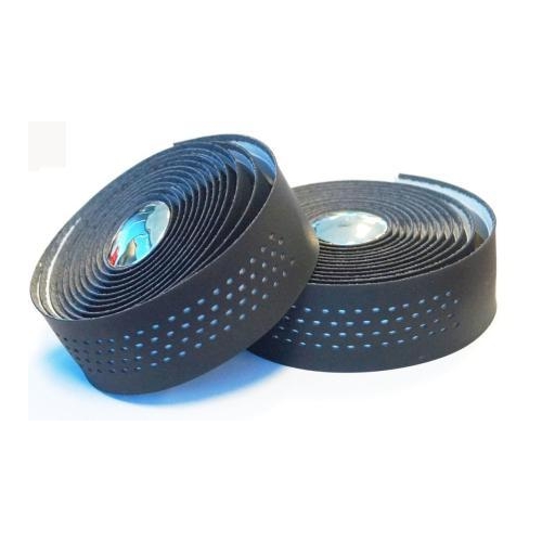 Handlebar Cushion Tape, Black Microfibre + White Shockproof gel, w Plugs