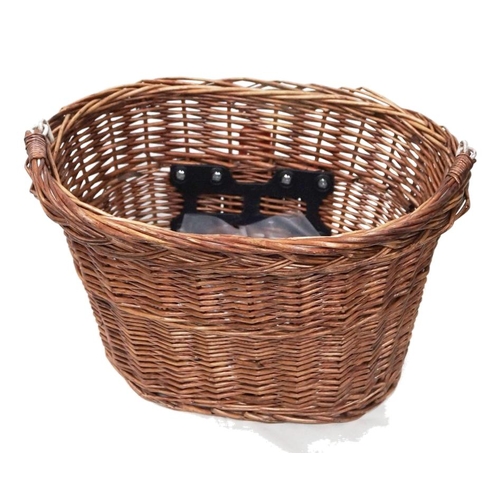 BASKET - Front, Wicker, Q/R, Oval Shape, With Handle, 350mm x 260mm x 220mm
