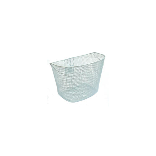 BASKET - WHITE,  Front Mesh, Fixed with stay & fittings to suit 25.4mm and 28.6mm Steerers, L 34cm x W 25cm x H 25cm, White