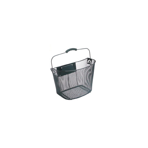 BASKET - Front Mesh, Q/R Fittings, L 25cm x W 34cm x H 25cm, Black (Fits 25.4 H/Bars)