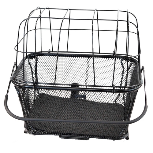 BASKET - Large REAR - Pet Carrier, Q/R Base, Includes Dome wire "clip in" Lid, Padded Base & Anchor Strap, 40cm x 30cm x 35cm