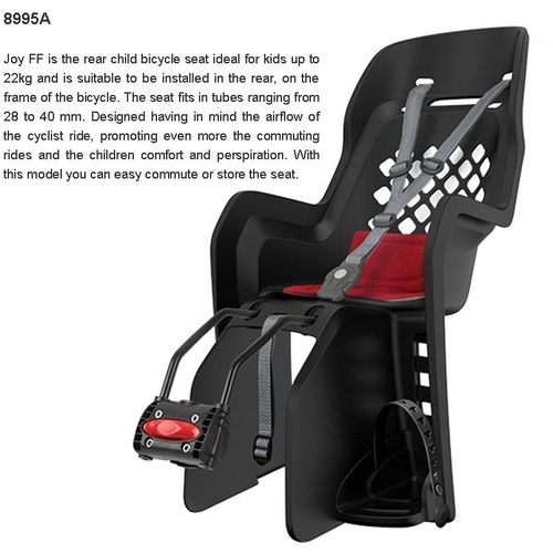 Baby seat, Polisport, JOY, Q/R FRAME MOUNTING SYSTEM,  suits 26" to 29ers with a 28mm to 40mm OD Seat Tube, 22kg weigh limit, Extra ventilation design