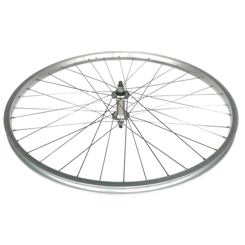 WHEEL Front  27.5/650B - Single wall Silver alloy rim, nutted alloy silver hub (100mm O.L.D.) , 36 holeSilver Stainless steel spokes