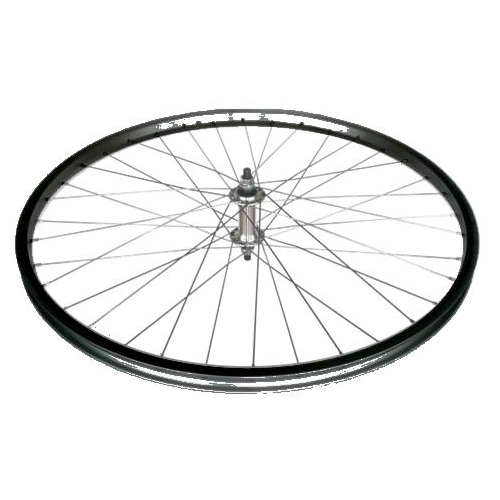 WHEEL Front  27.5/650B - Single wall Black alloy rim, nutted alloy silver hub (100mm O.L.D.)  36 hole Silver Stainless steel spokes