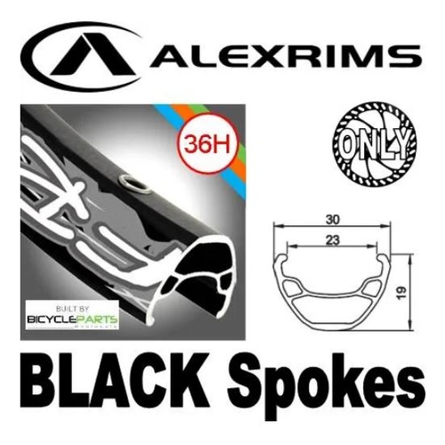 WHEEL - 26" Alex FR30 36H P/j Black Rim, 1 SPEED CASS Nutted (135mm OLD) 6 Bolt Disc Sealed Novatec Black Hub, Mach 1 BLACK Spokes