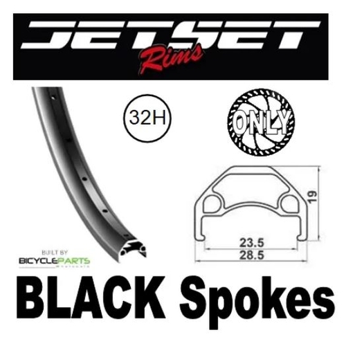 WHEEL - 27.5 / 650B Jetset HC-X359 32H P/j Matt Black Rim, 8/10 SPEED Q/R (135mm OLD) 6 Bolt Disc Loose Ball Black Hub, Mach 1 BLACK Spokes